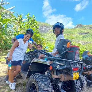 ATV riding on rocky mountain paths in Faanui Valley