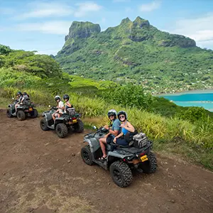 Panoramic Bora Bora island and lagoon view during an ATV tour