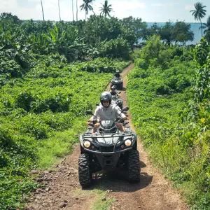 Guided ATV adventure through Bora Bora mountain terrain
