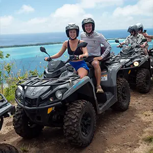 Quad riding on a mountain trail in Bora Bora