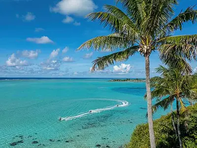 Jet ski tour on the Bora Bora lagoon as part of an ATV and jet ski combo