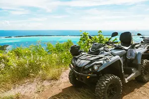 Panoramic view from Mount Popoti during a Bora Bora ATV tour
