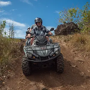Small group ATV tour riding through Bora Bora